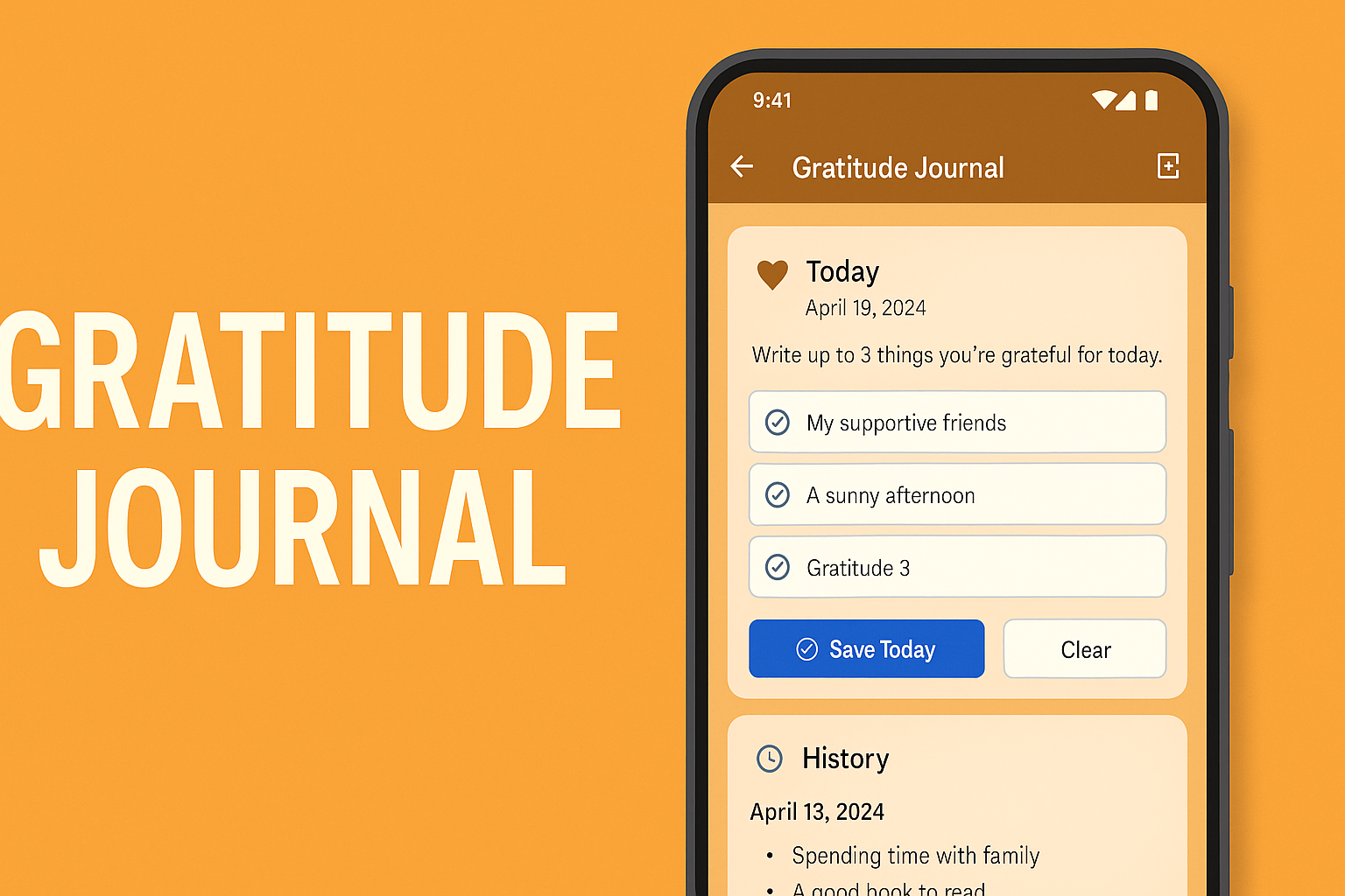 Write up to 3 gratitude items for today